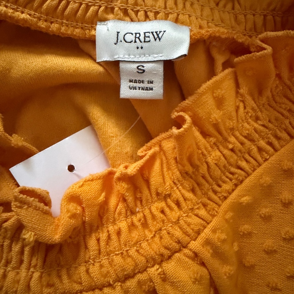 J. Crew Mustard Swiss Dot Ruffle Neck Blouse - Picture 4 of 5